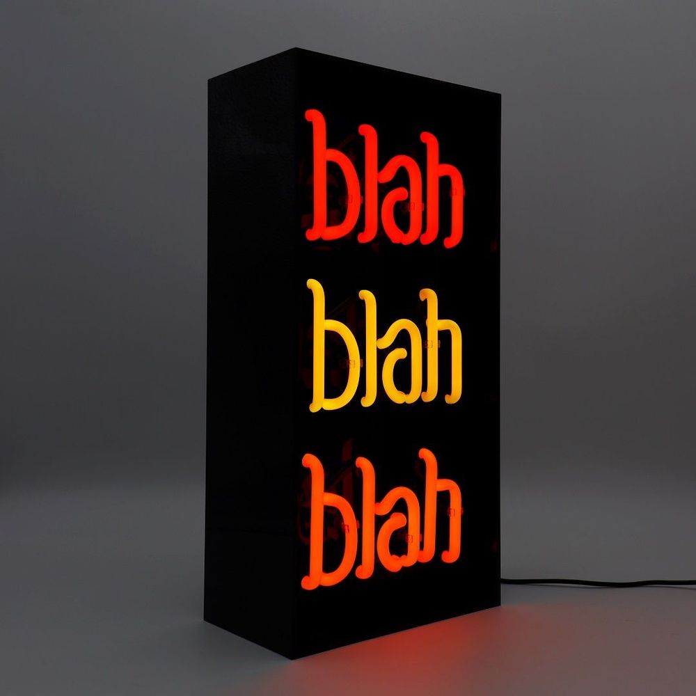 Table lamps - 'Blah Blah Blah' Glass Neon Sign - Black Acrylic - LOCOMOCEAN