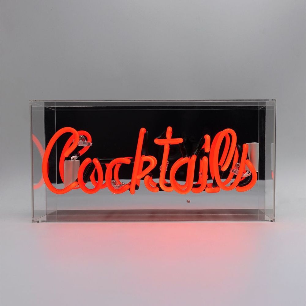 Table lamps - 'Cocktails' Glass Neon Sign - Pink - LOCOMOCEAN