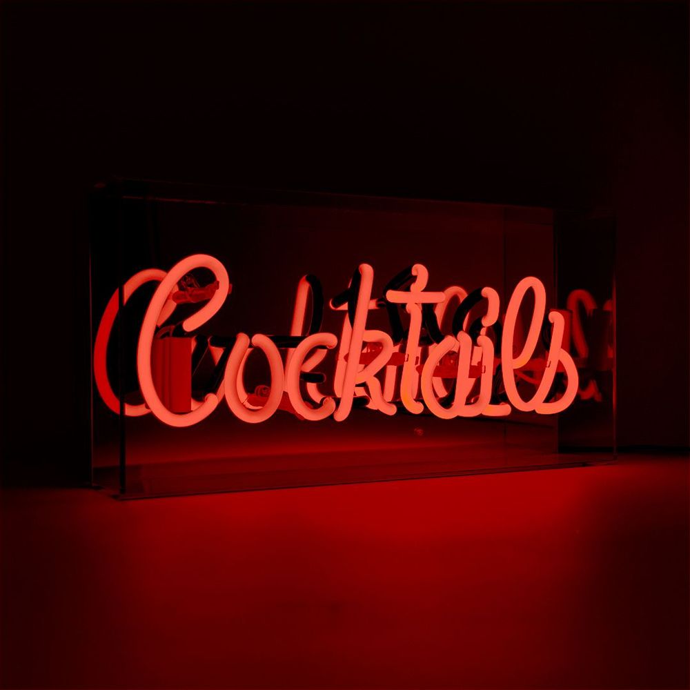 Table lamps - 'Cocktails' Glass Neon Sign - Pink - LOCOMOCEAN