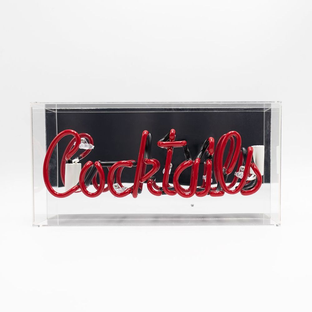 Table lamps - 'Cocktails' Glass Neon Sign - Pink - LOCOMOCEAN
