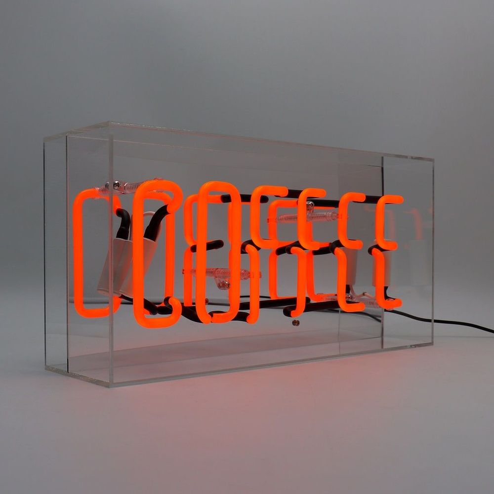 Lampes de table - Boîte à néon en verre « Coffee », orange - LOCOMOCEAN
