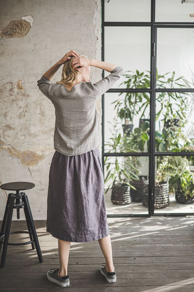 Apparel - Linen Skirt With Buttons - EPIC LINEN