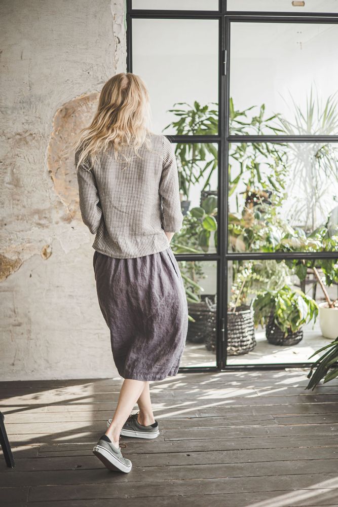 Apparel - Linen Skirt With Buttons - EPIC LINEN
