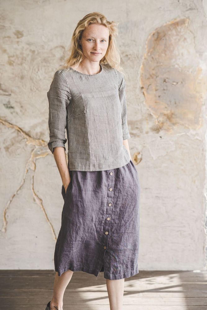 Apparel - Linen Skirt With Buttons - EPIC LINEN
