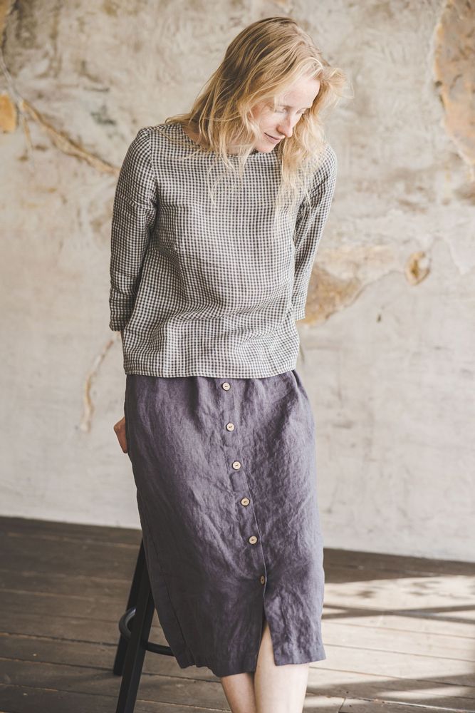 Apparel - Linen Skirt With Buttons - EPIC LINEN
