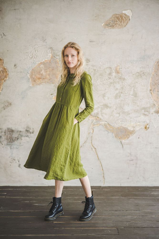 Prêt-à-porter - Long Linen Collar Dress - EPIC LINEN