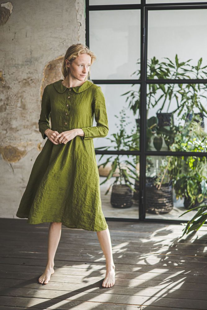 Prêt-à-porter - Long Linen Collar Dress - EPIC LINEN