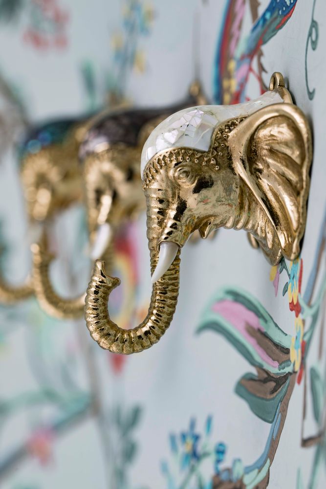 Autres décorations murales - Patère Elephant nacre et laiton recyclé - WILD BY MOSAIC