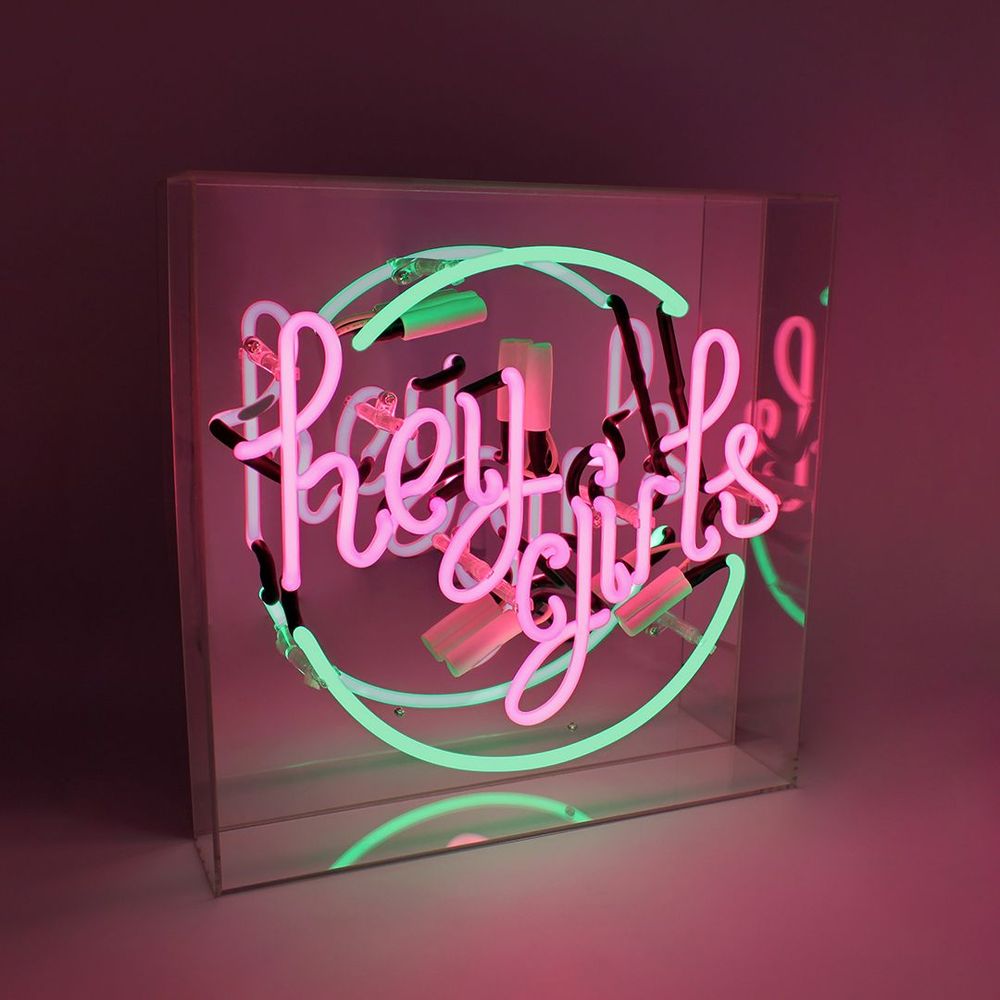 Table lamps - 'Hey Girls' Glass Neon Sign - LOCOMOCEAN