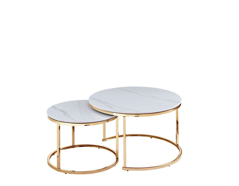Coffee tables - ROUND WHITE MARBLE COFFEE TABLE - PULL-OUT - EURODESIGN FRANCE