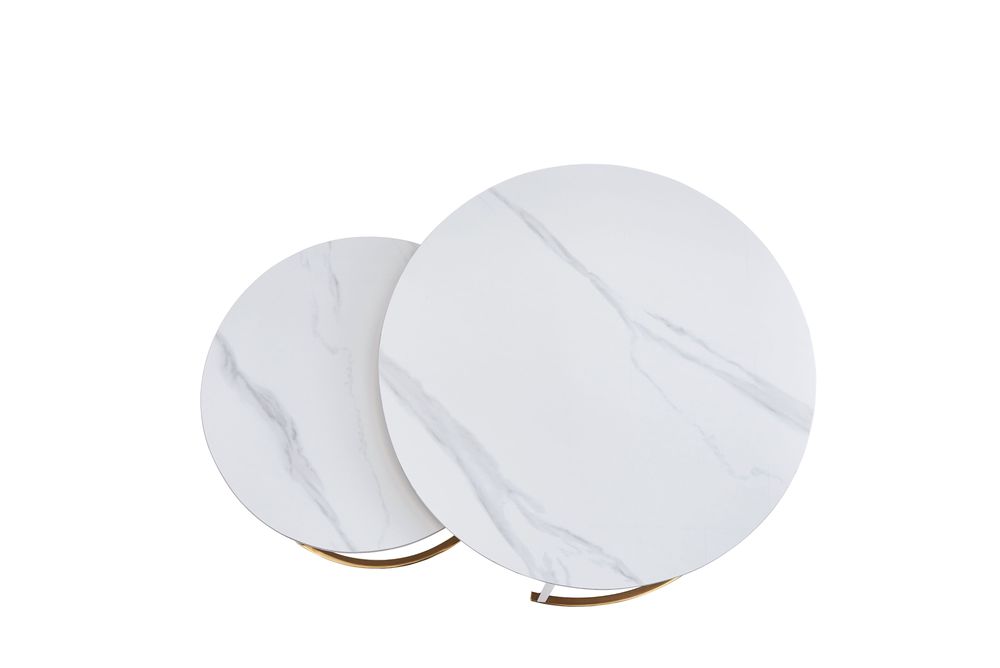 Coffee tables - ROUND WHITE MARBLE COFFEE TABLE - PULL-OUT - EURODESIGN FRANCE