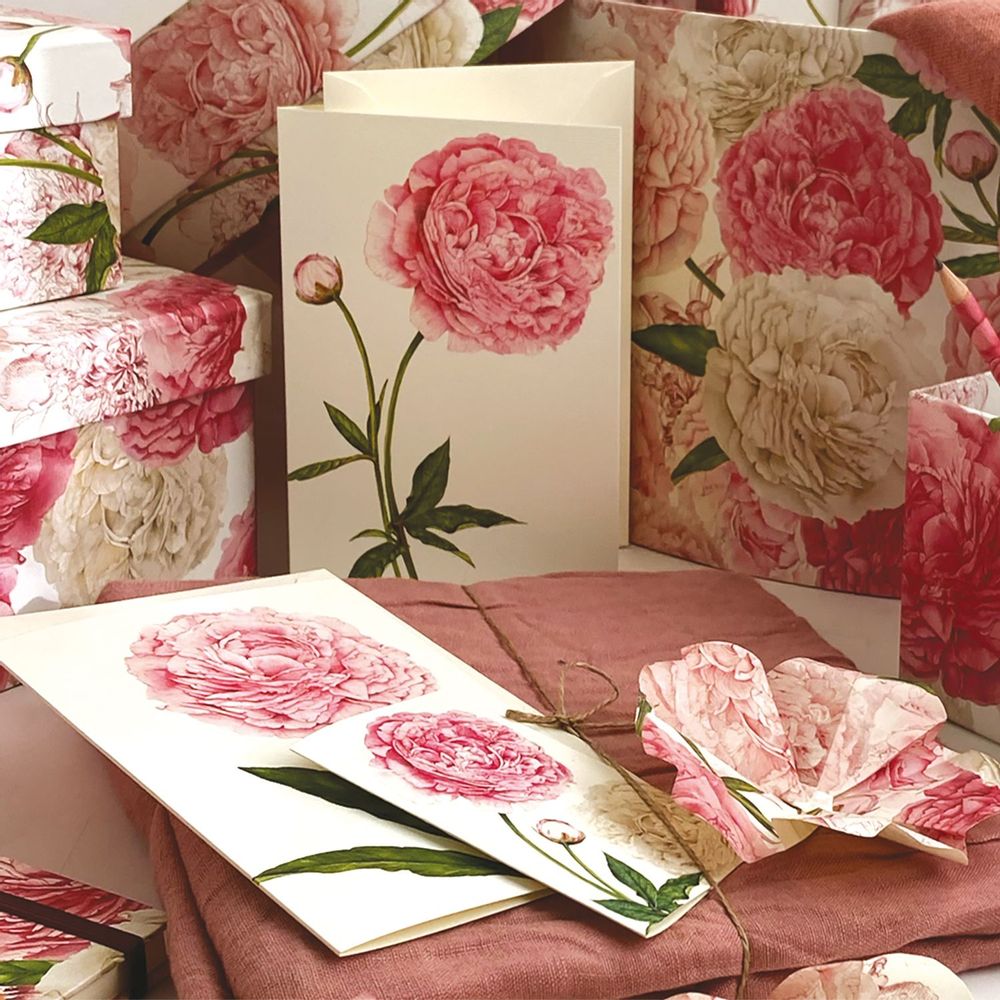 Carterie - Cartes de vœux avec enveloppe "Peonie" - TASSOTTI - ITALY