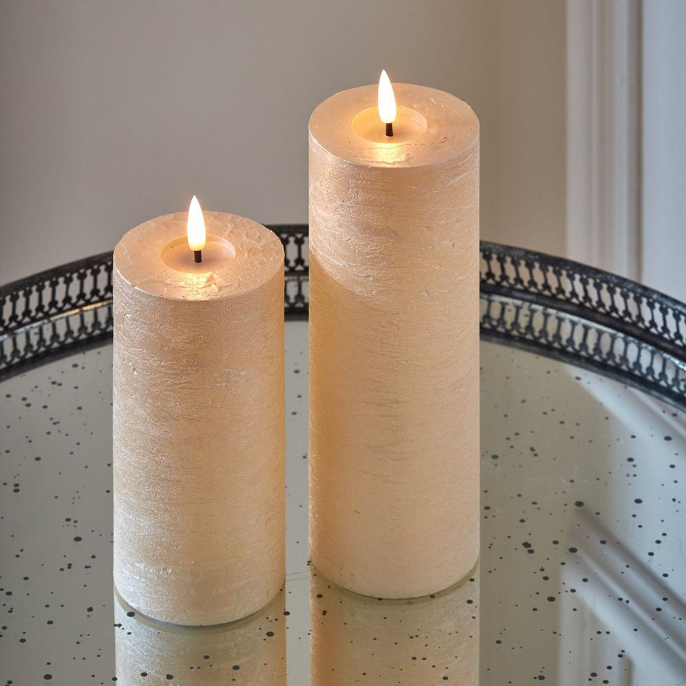 Éclairage LED - Bougies cylindriques métalliques - lot de 2 - LIGHT STYLE LONDON