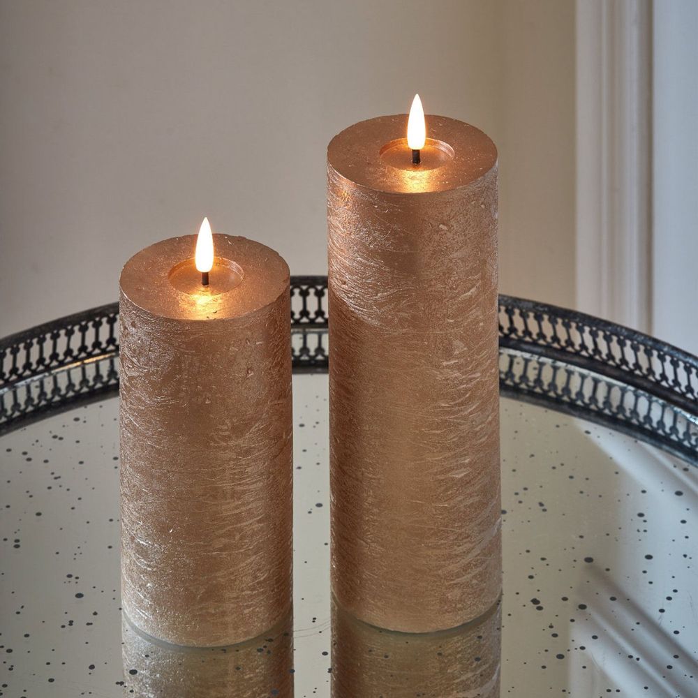 Éclairage LED - Bougies cylindriques métalliques - lot de 2 - LIGHT STYLE LONDON