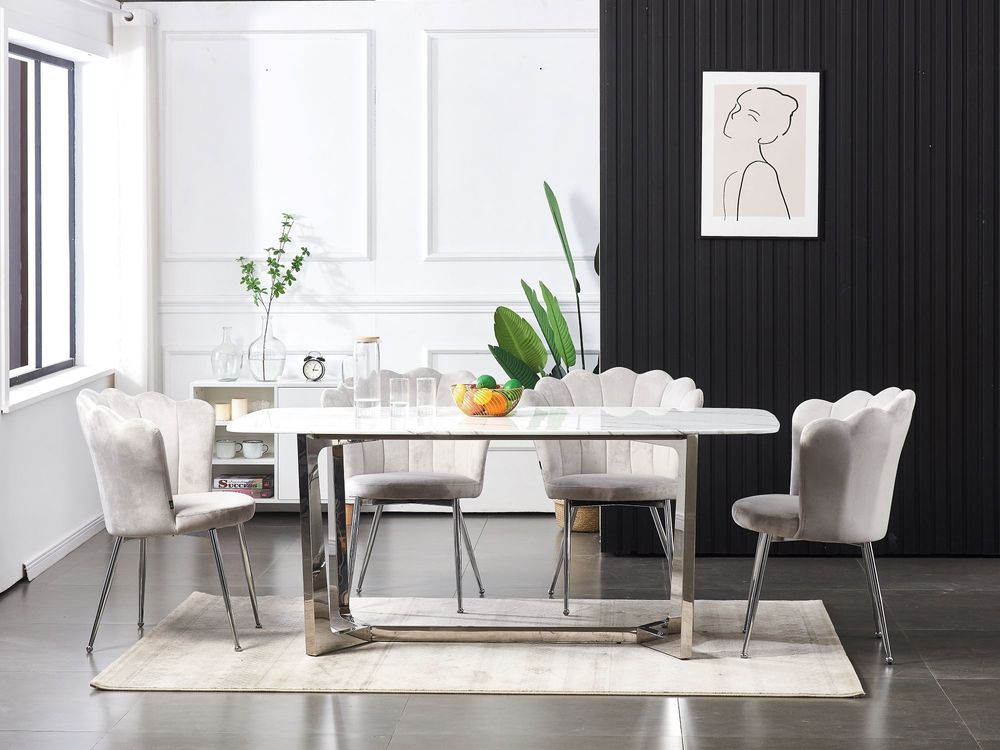 Dining Tables - WHITE MARBLE DINING TABLE - GOSSIP - EURODESIGN FRANCE