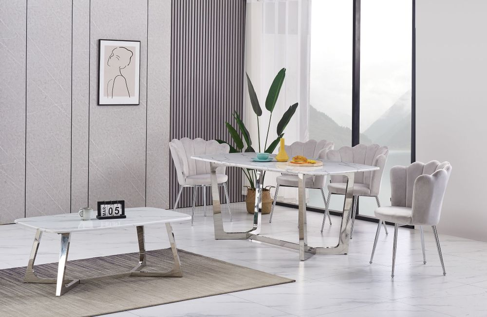 Dining Tables - WHITE MARBLE DINING TABLE - GOSSIP - EURODESIGN FRANCE
