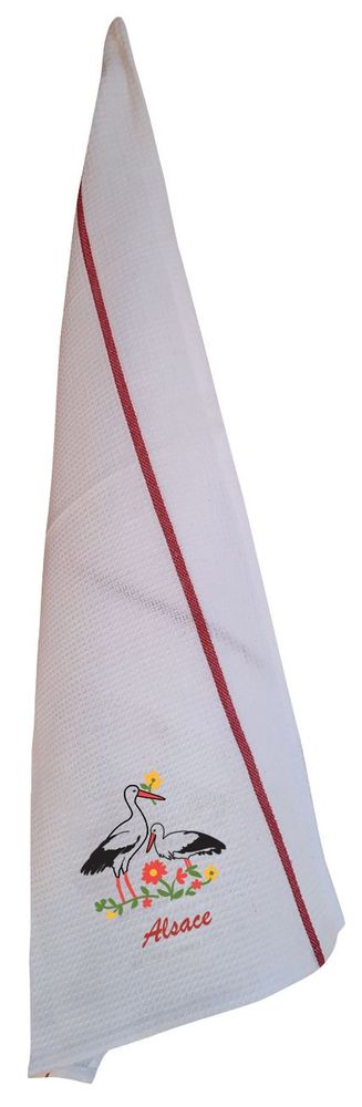 Dish towels - Blôm Alsace Embroidered Honeycomb Tea Towel Blanc/Rrouge 70 X 50 - MAISON VIVARAISE - SDE VIVARAISE WINKLER