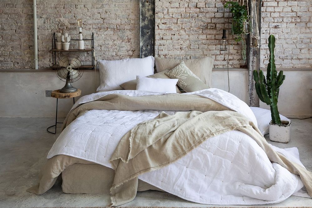 Bed linens - Flat Sheet Stonewashed Zeff Craie 240 X 300 - MAISON VIVARAISE – SDE VIVARAISE WINKLER