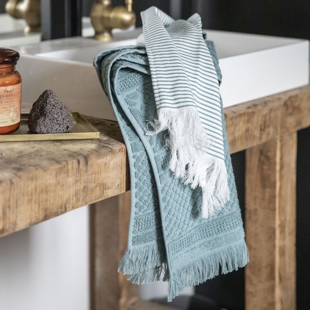 Bath towels - Hand Towel Zoe Vert De Gris 50 X 100 - MAISON VIVARAISE – SDE VIVARAISE WINKLER