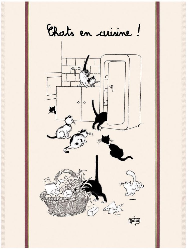 Dish towels - Kitchen Towel Chats En Cuisine Ecru 60 X 80 - MAISON VIVARAISE – SDE VIVARAISE WINKLER