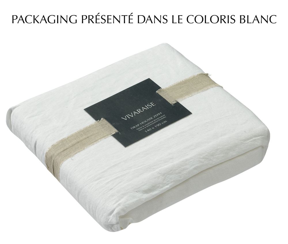 Bed linens - Fitted Sheet Stonewashed Zeff Naturel 140 X 190 X 30 - MAISON VIVARAISE – SDE VIVARAISE WINKLER