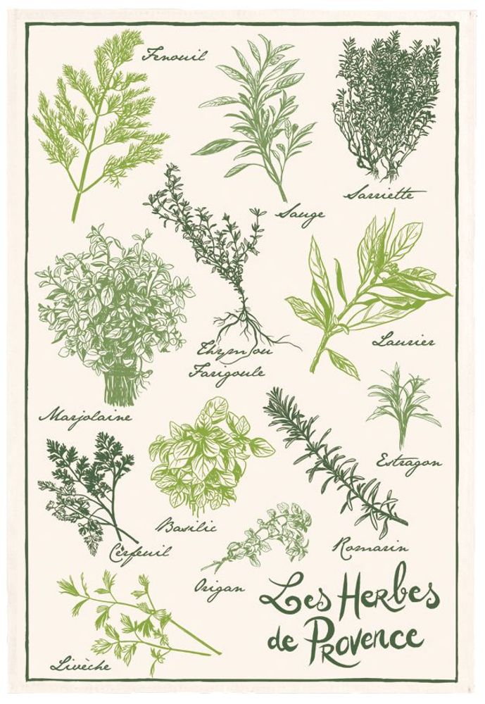 Dish towels - Printed tea towel Les herbes de Provence Écru 48 X 72 - MAISON VIVARAISE - SDE VIVARAISE WINKLER