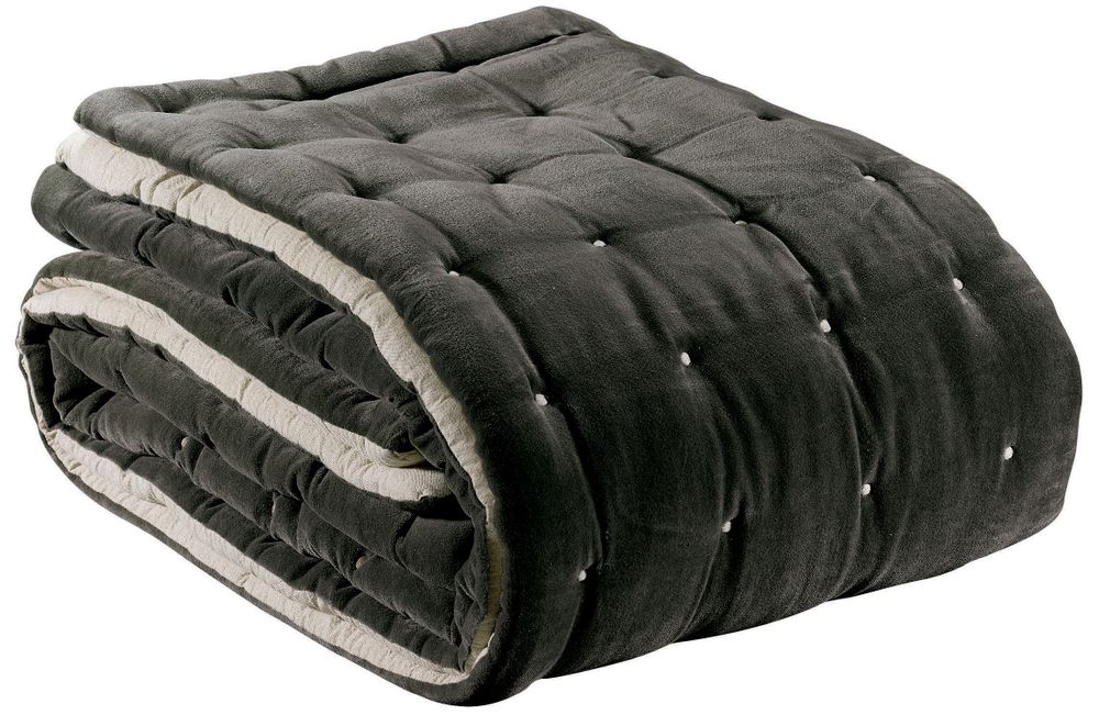 Linge de lit - Jeté uni Elise finition capiton Tonnerre 240 x 260 - MAISON VIVARAISE – SDE VIVARAISE WINKLER
