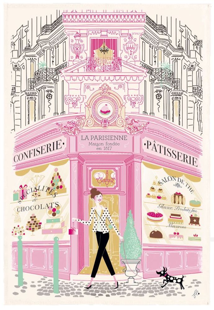 Dish towels - Kitchen Towel Facade Patisserie Ecru 48 X 72 - MAISON VIVARAISE – SDE VIVARAISE WINKLER