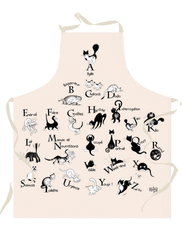 Tabliers de cuisine - Tablier Dubout Abécédaire Ecru 72 x 85 - MAISON VIVARAISE - SDE VIVARAISE WINKLER
