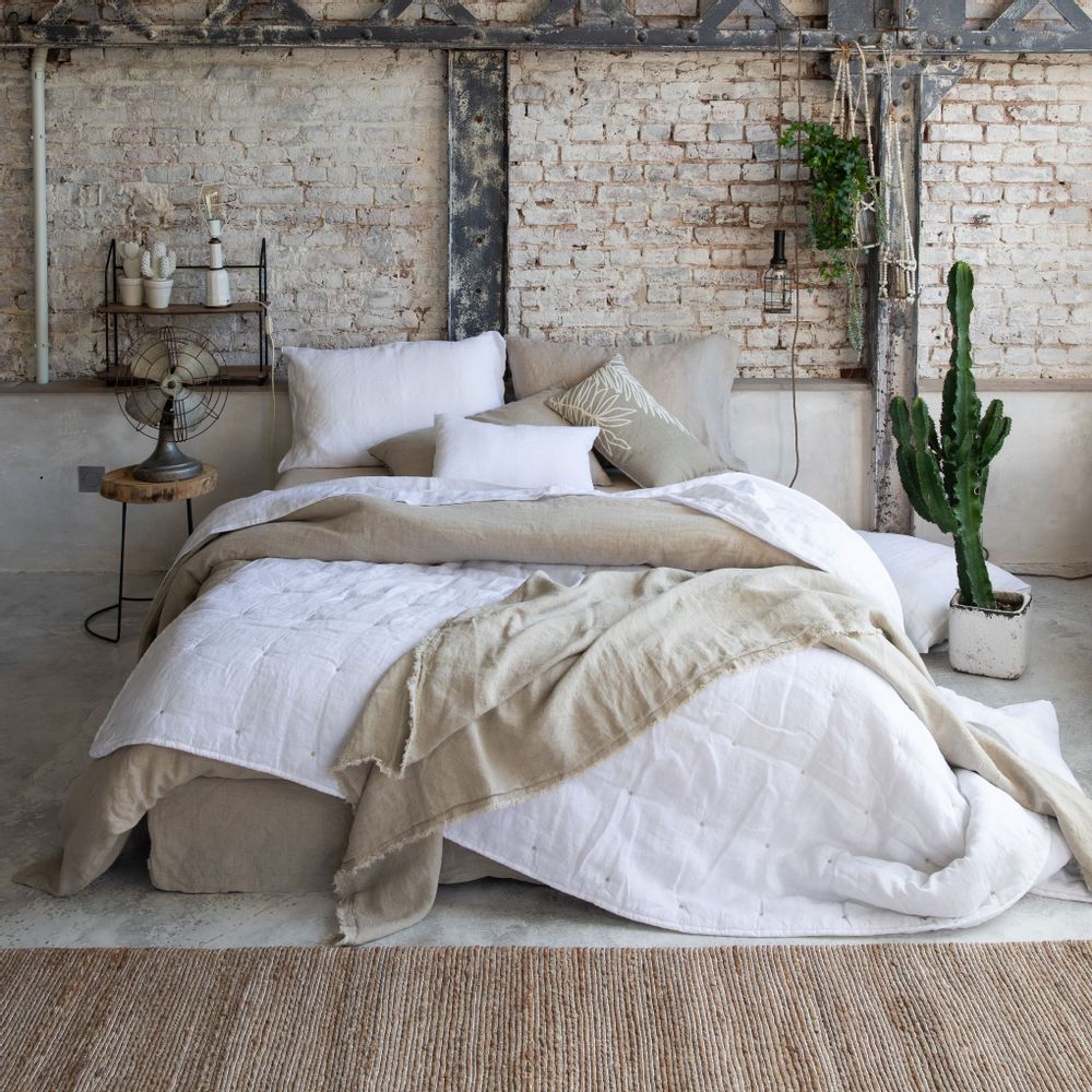 Linge de lit - Jeté de lit Zeff Craie 180 x 260 - MAISON VIVARAISE – SDE VIVARAISE WINKLER