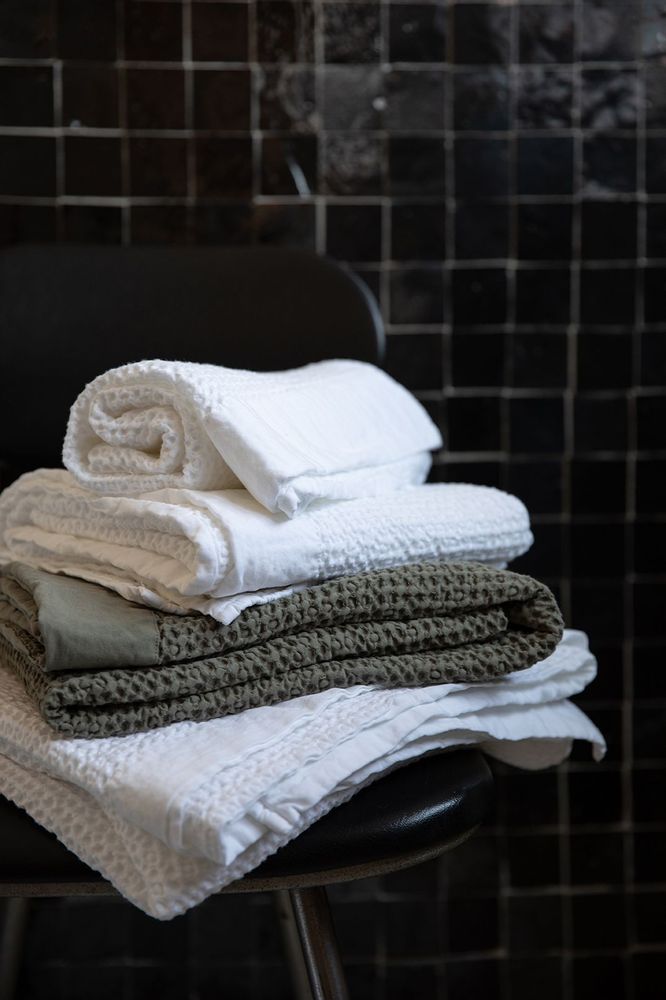 Serviettes de bain - Serviette de toilette Stonewash Nagari Lin 50 x 100 - MAISON VIVARAISE - SDE VIVARAISE WINKLER