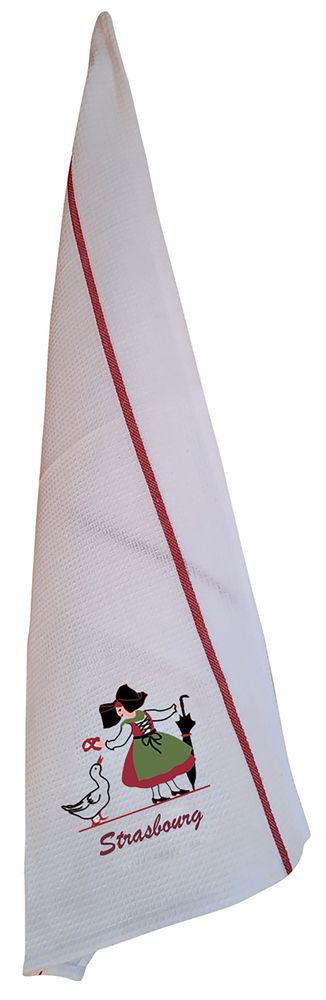 Torchons - Torchon Na Brode Alsacienne Oie Strasbourg Blanc 50 x 70 - MAISON VIVARAISE - SDE VIVARAISE WINKLER