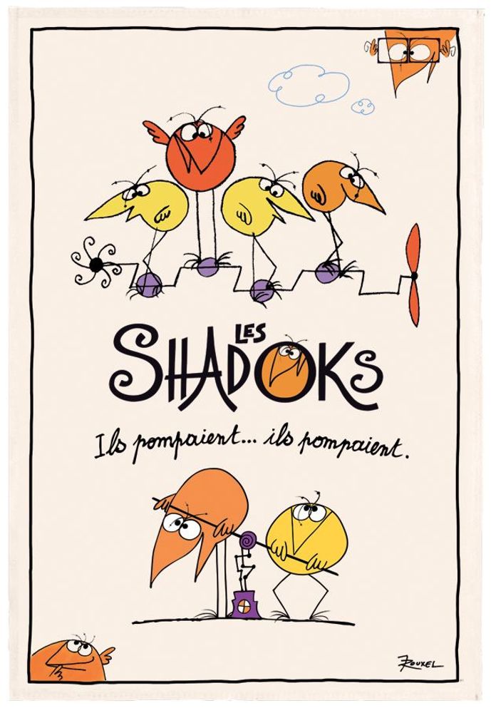 Torchons - Torchon Shadoks Ils pompaient Ecru 48 x 72 - MAISON VIVARAISE – SDE VIVARAISE WINKLER