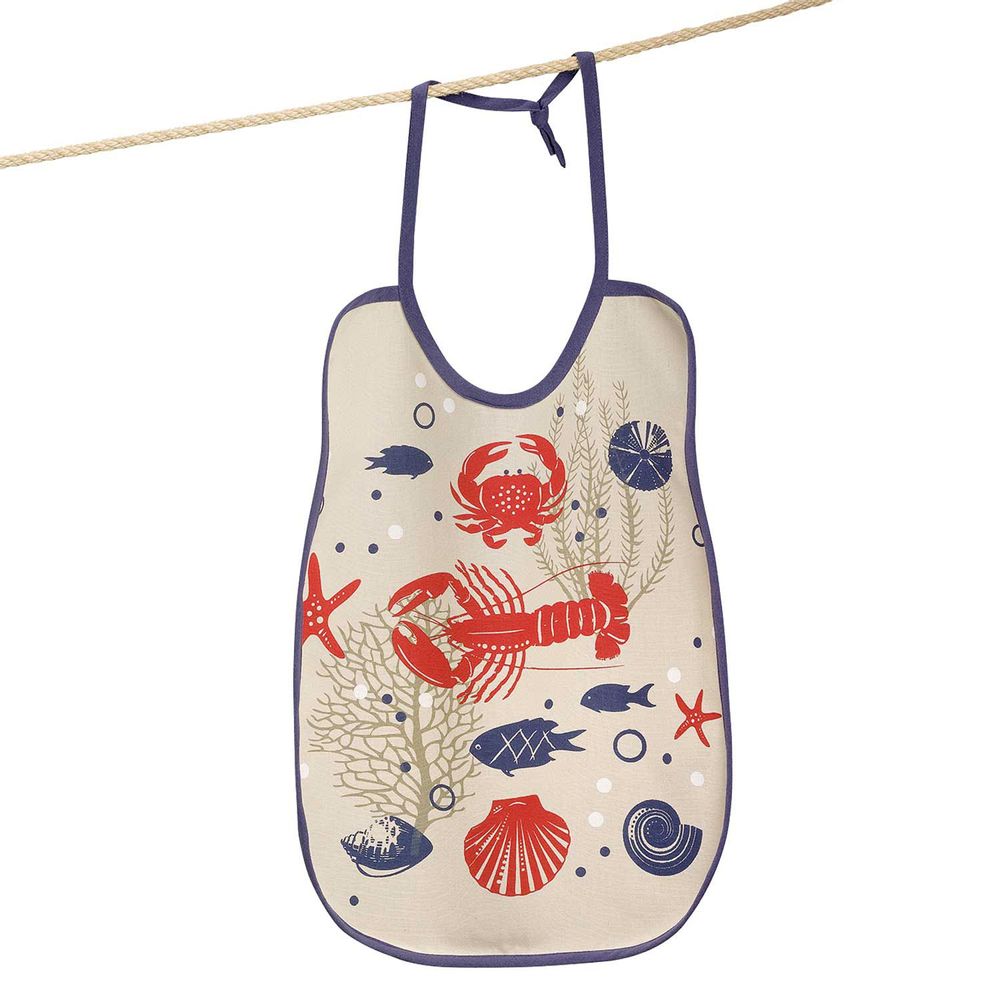 Children's mealtime - Bib Yarn Dyed & Printed Crustaces Ficelle 40 X 55 - MAISON VIVARAISE – SDE VIVARAISE WINKLER
