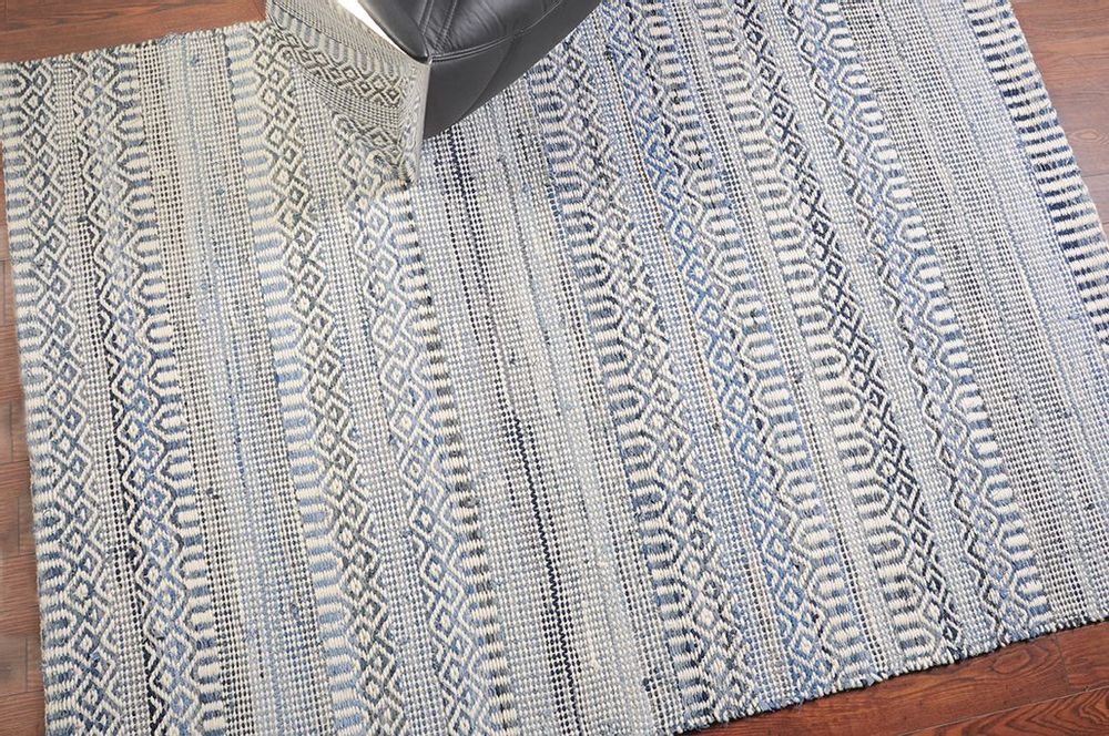 Rugs - Rug Sarah Ivoire/Bleu 120 X 180 - MAISON VIVARAISE - SDE VIVARAISE WINKLER