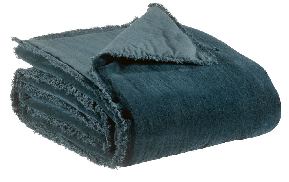 Linge de lit - Jeté uni Fara Paon 240 x 260 - MAISON VIVARAISE – SDE VIVARAISE WINKLER