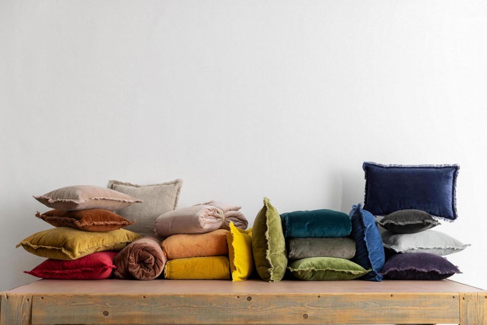 Linge de lit - Jeté uni Fara Paon 240 x 260 - MAISON VIVARAISE – SDE VIVARAISE WINKLER