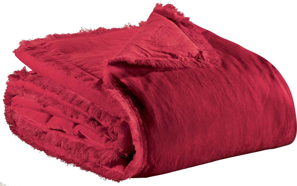 Linge de lit - Jeté uni Fara Rubis 260 x 260 - MAISON VIVARAISE – SDE VIVARAISE WINKLER