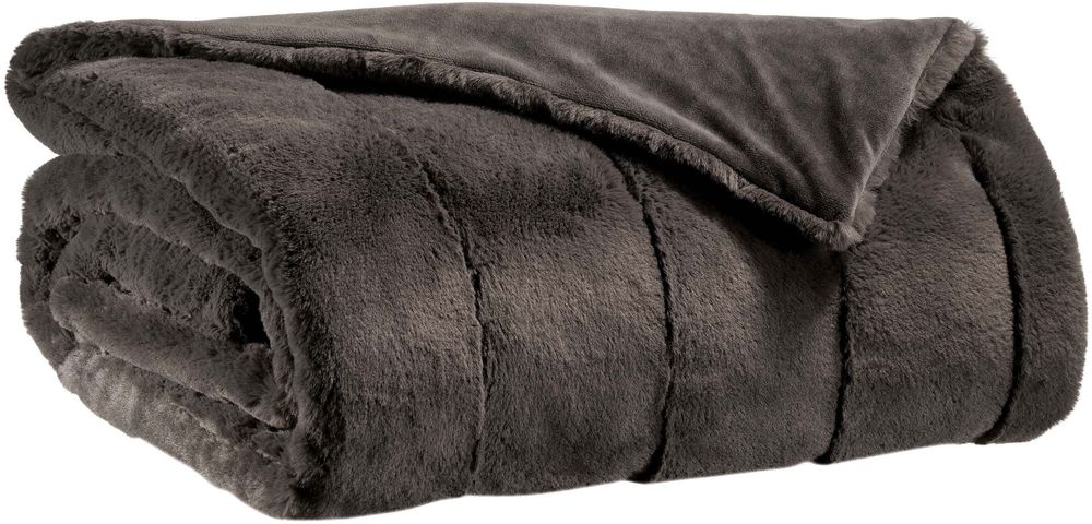 Throw blankets - Throw Asha Asphalte 140 X 180 - MAISON VIVARAISE – SDE VIVARAISE WINKLER