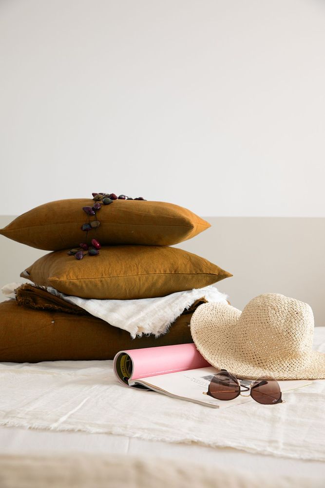 Coussins - Coussin uni Zeff Bronze 45 x 45 - MAISON VIVARAISE – SDE VIVARAISE WINKLER