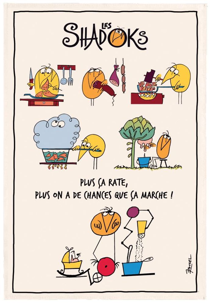 Dish towels - Kitchen Towel Shadoks  En Cuisine Ecru 48 X 72 - MAISON VIVARAISE - SDE VIVARAISE WINKLER