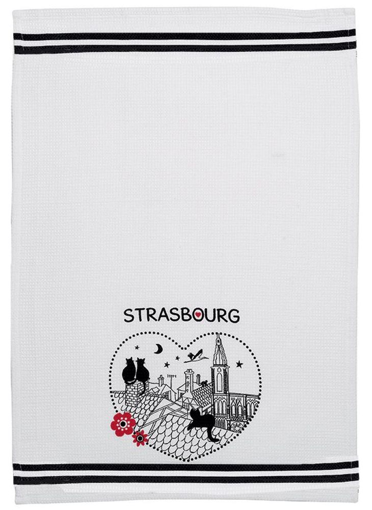 Dish towels - Printed Honeycomb Towel Chats Coeur Blanc 50 X 70 - MAISON VIVARAISE - SDE VIVARAISE WINKLER