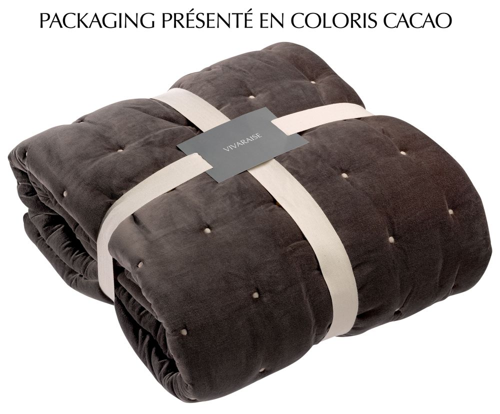 Linge de lit - Chemin de lit uni Elise Grège 90 x 240 - MAISON VIVARAISE – SDE VIVARAISE WINKLER