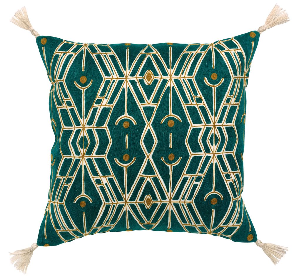 Cushions - Cushion Tess Embroidery Paon 45 X 45 - MAISON VIVARAISE - SDE VIVARAISE WINKLER