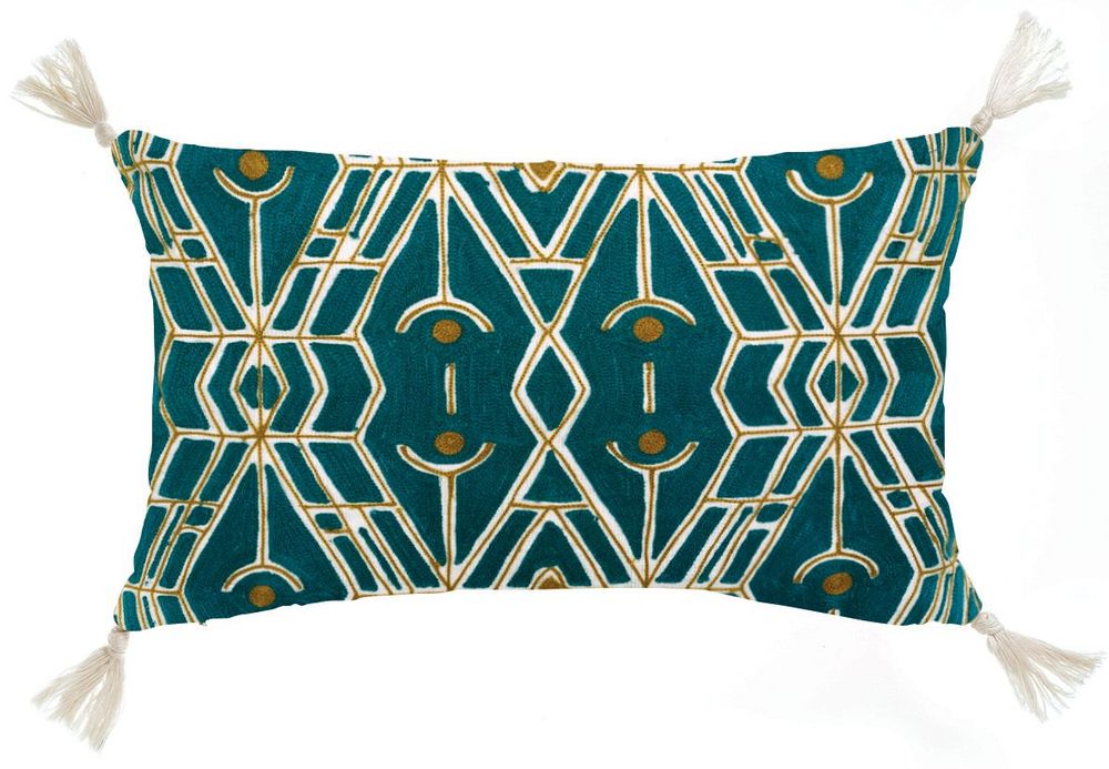 Coussins - Coussin Tess brodé Paon 30 x 50 - MAISON VIVARAISE - SDE VIVARAISE WINKLER
