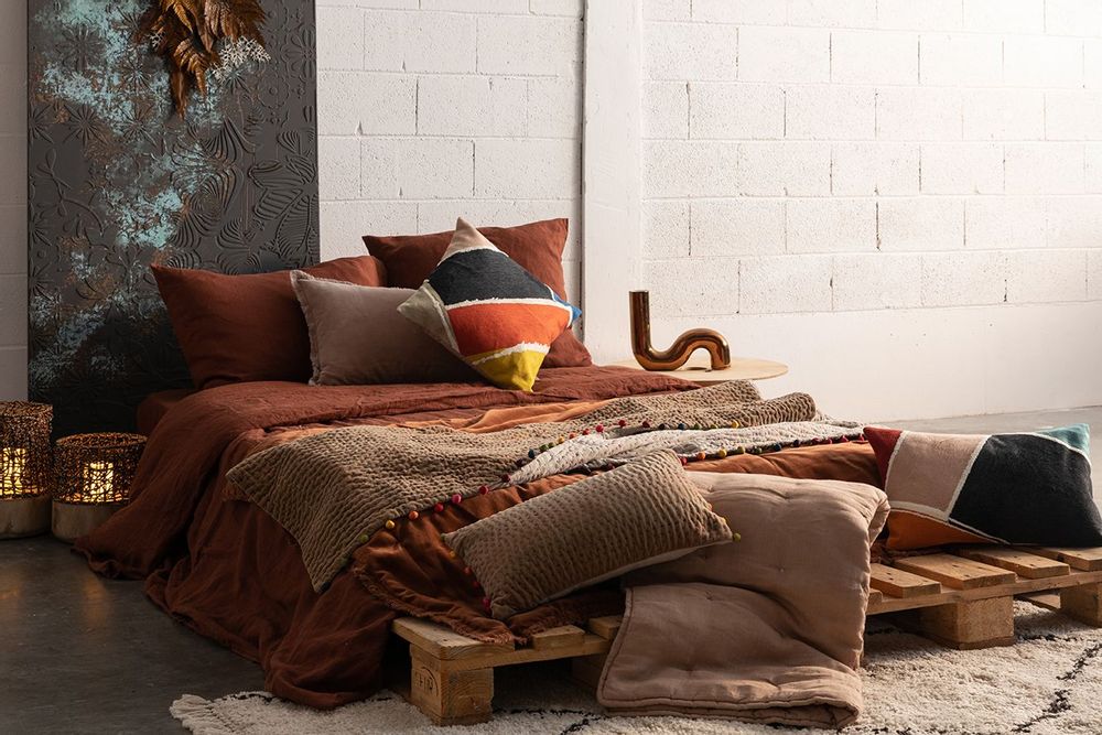 Linge de lit - Jeté Zeff Sable 180 x 260 - MAISON VIVARAISE - SDE VIVARAISE WINKLER