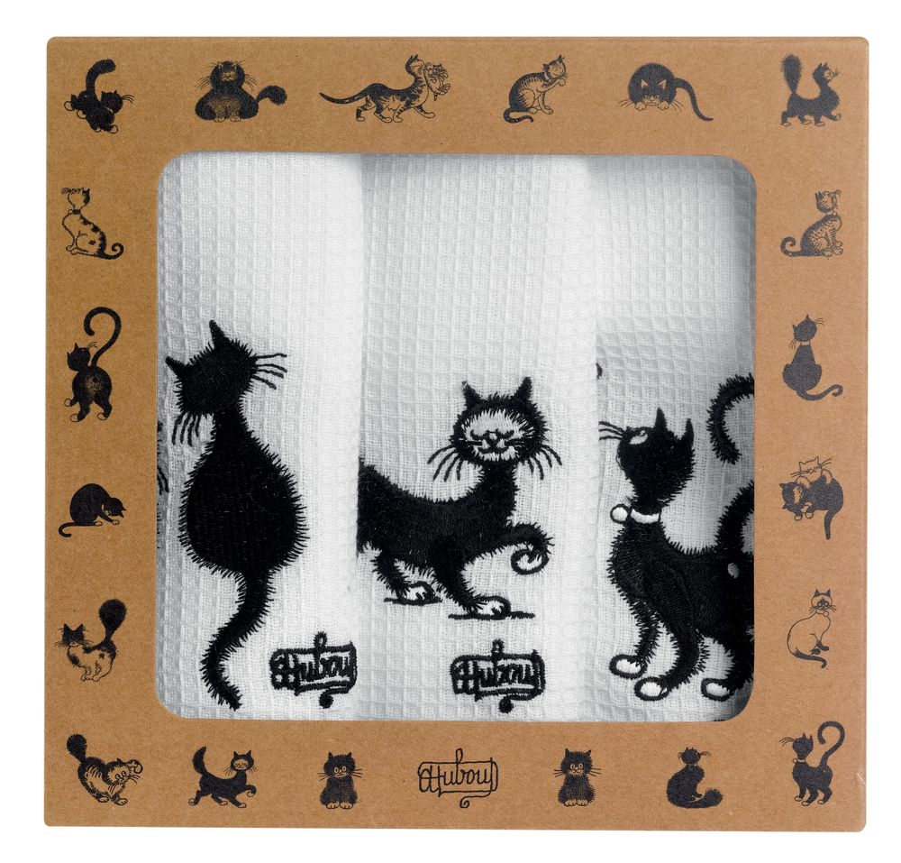 Dish towels - Gift Box 3 Kitchen Towels Dubout Blanc 40 X 60 - MAISON VIVARAISE - SDE VIVARAISE WINKLER
