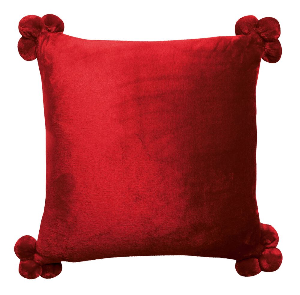 Coussins - Coussin Tender pompons Rubis 45 x 45 - MAISON VIVARAISE - SDE VIVARAISE WINKLER