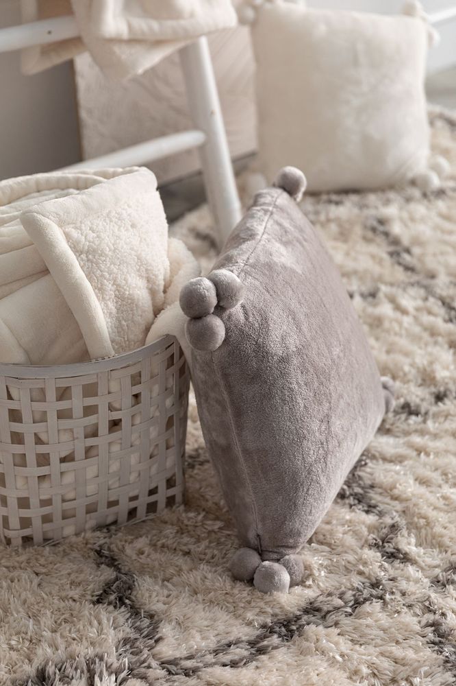 Cushions - Cushion Tender Pompoms Perle 45 X 45 - MAISON VIVARAISE - SDE VIVARAISE WINKLER