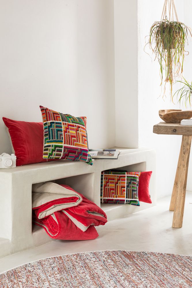 Cushions - Cushion Elise Groseille 45 X 45 - MAISON VIVARAISE – SDE VIVARAISE WINKLER